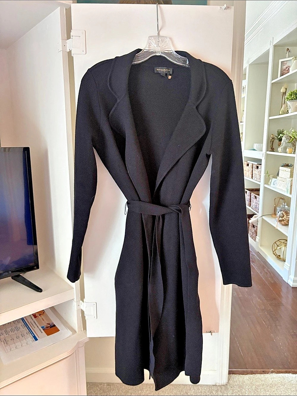 Donna Karan Women's Black Wrap Trench Coat Size XS